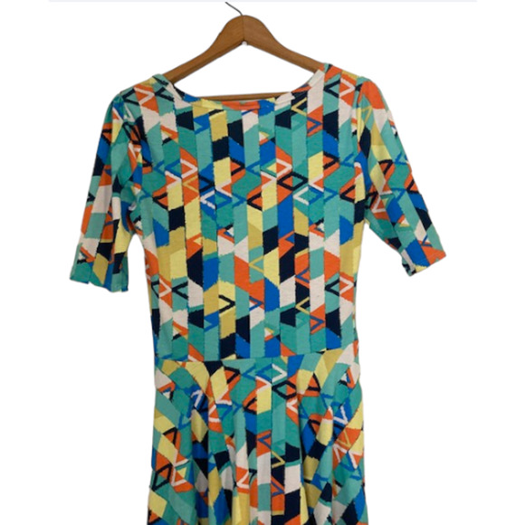 LuLaRoe GEOMETRIC Skater Dress - Multicolored Knee Length Dress - Picture 7 of 8